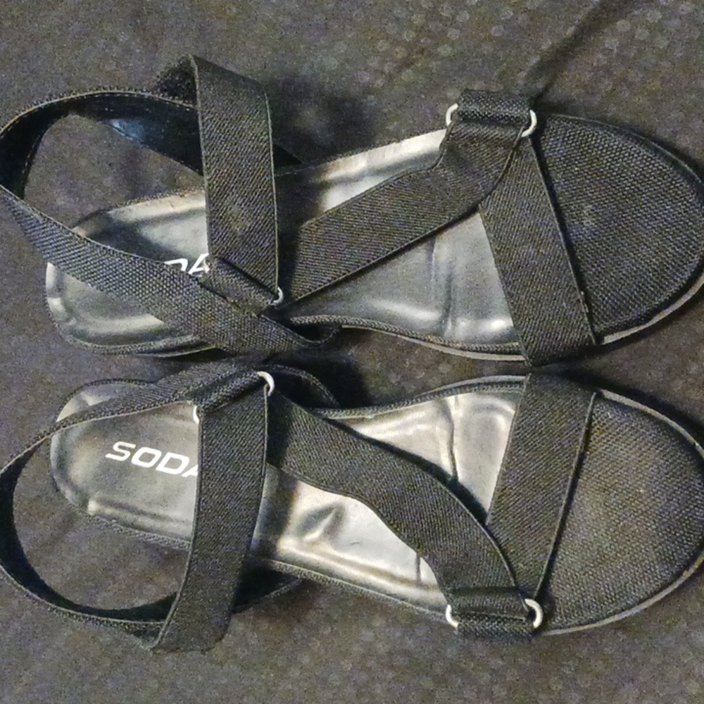 Black Wedge Sandals